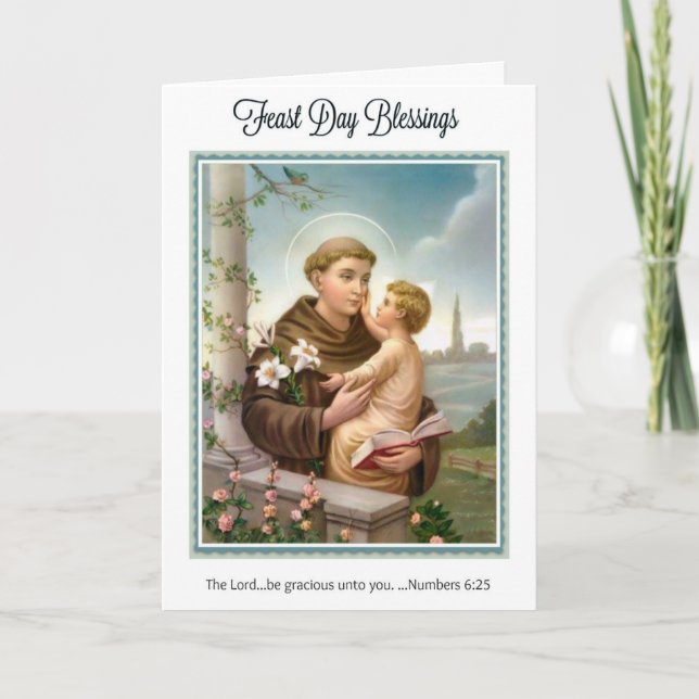 Tarjeta Día de banquete St Anthony de niño Jesús de Padua (Anverso)