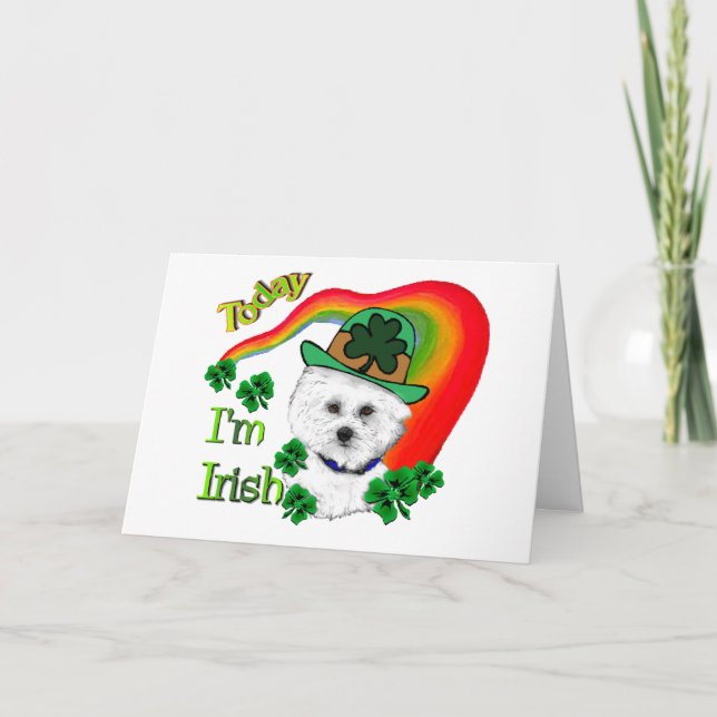 Tarjeta Día de Bichon Frise St Patrick (Anverso)