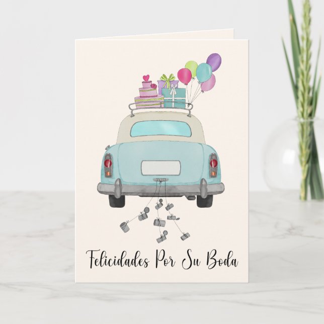 Tarjeta Día de bodas de Felicidades Día de la retro azul (Anverso)