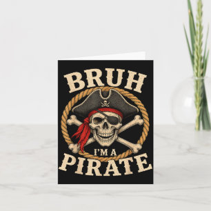Tarjeta Día de brujas bruh un cráneo de pirata disfraz hom