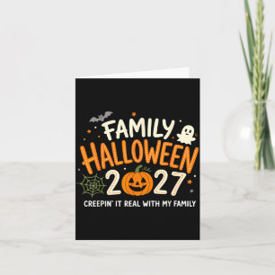 Tarjeta Día de brujas familiar 2027 calabaza divertida fan