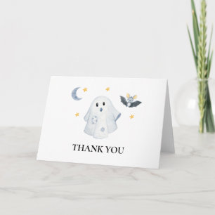 Tarjeta Día de Brujas Fantasma Cumpleaños de Bebé Little B