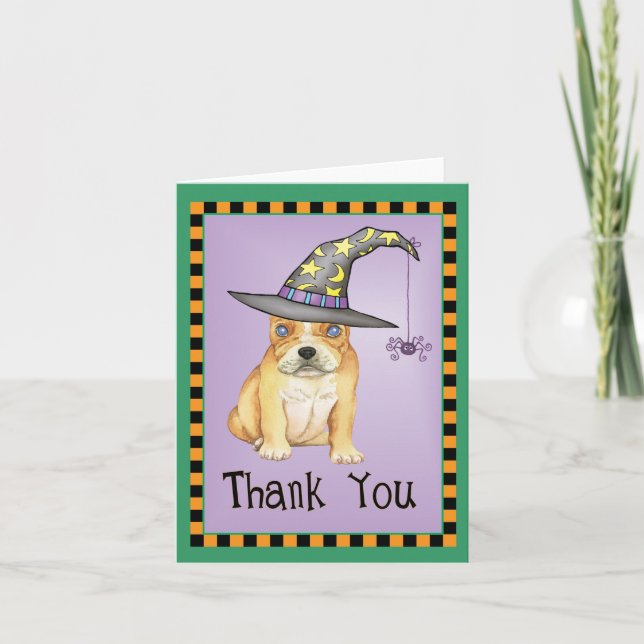 Tarjeta Día de Brujas Francés Gracias (Anverso)