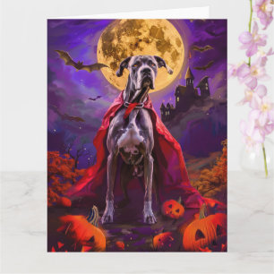 Tarjeta Día de brujas Gran danés vampiro calabazas Espanto