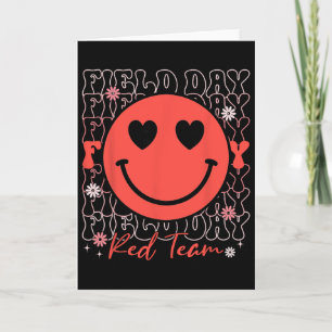 Tarjeta Día de Campo Equipo Rojo Sonrisa Cara Día de Campo