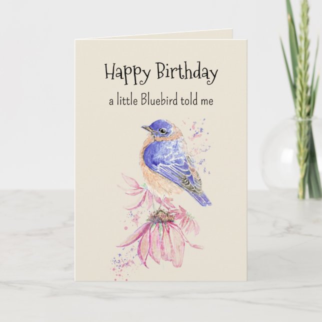 Tarjeta Día de cumpleaños de Bluebird Personality (Anverso)