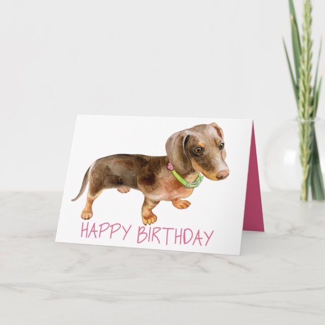 Tarjeta Día de cumpleaños de Puppy Dog Lover Dachshund (Anverso)