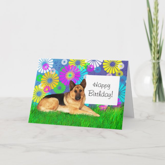 Tarjeta Día de cumpleaños del perro pastor alemán (Anverso)