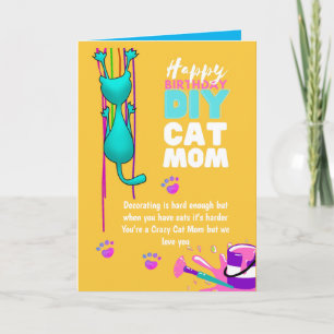 Tarjeta Día de Cumpleaños Divertido de Mamá de Gato Hecho 