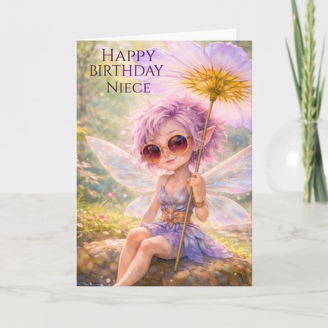 Tarjeta Día de Cumpleaños Feliz a la Sobrina Hada Capricho (Anverso)