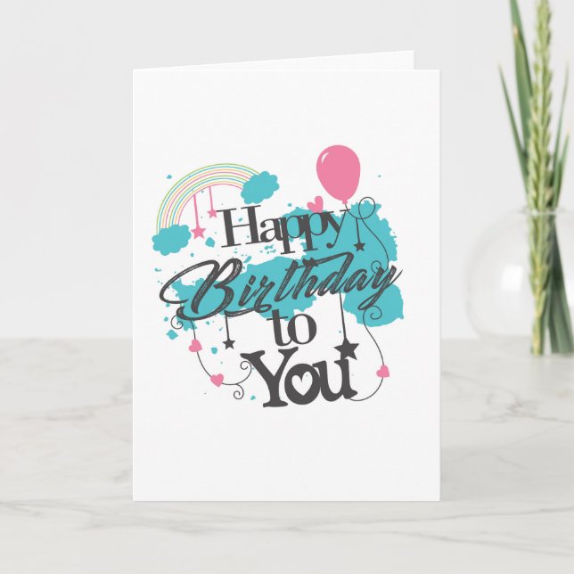 Tarjeta Día de cumpleaños feliz arcoiris (Anverso)