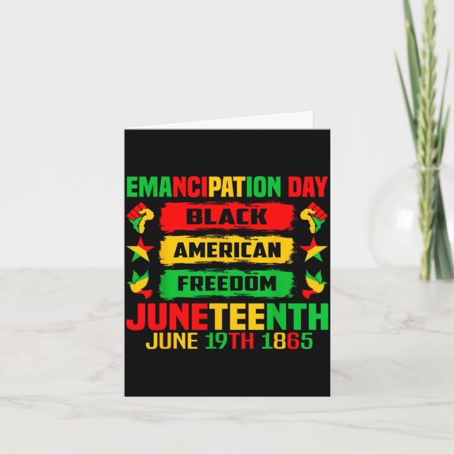 Tarjeta Día de emancipación de Juneteenth negro 19 de juni (Anverso)