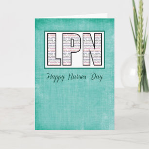 Tarjeta Día de Enfermeras de LPN en palabras