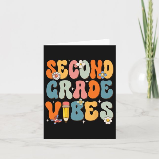 Tarjeta Día De Escuela Vibraciones De Segundo Grado De Reg (Anverso)