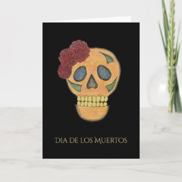 Tarjeta Día de Halloween del Calavero de Azúcar Muerto Sal