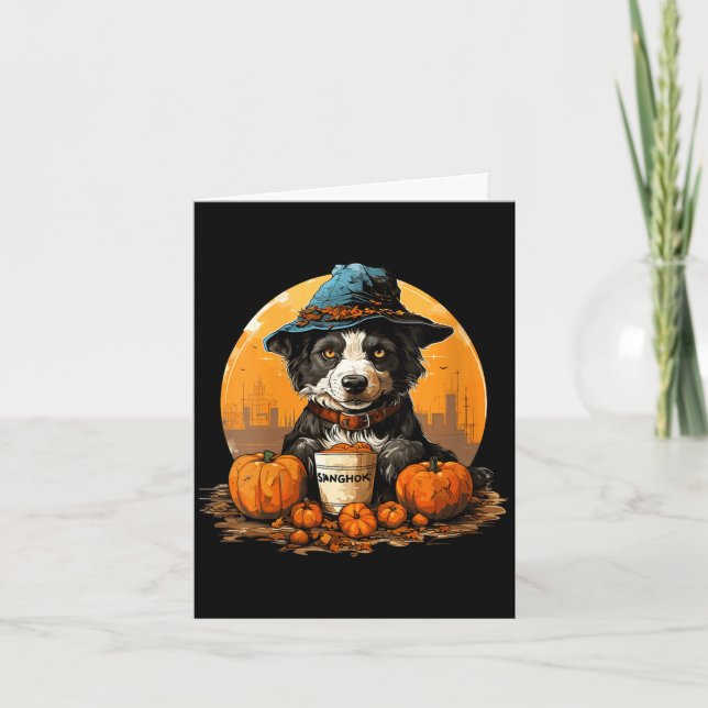 Tarjeta Día de Halloween del perro de mujeres  (Anverso)