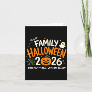 Tarjeta Día de Halloween familiar 2026 calabaza fantasma e