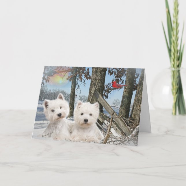 Tarjeta Día de invierno del West Highland Terrier (Anverso)