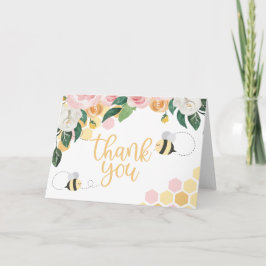 Tarjeta Día de la abeja abeja cumpleaños floral rosa graci