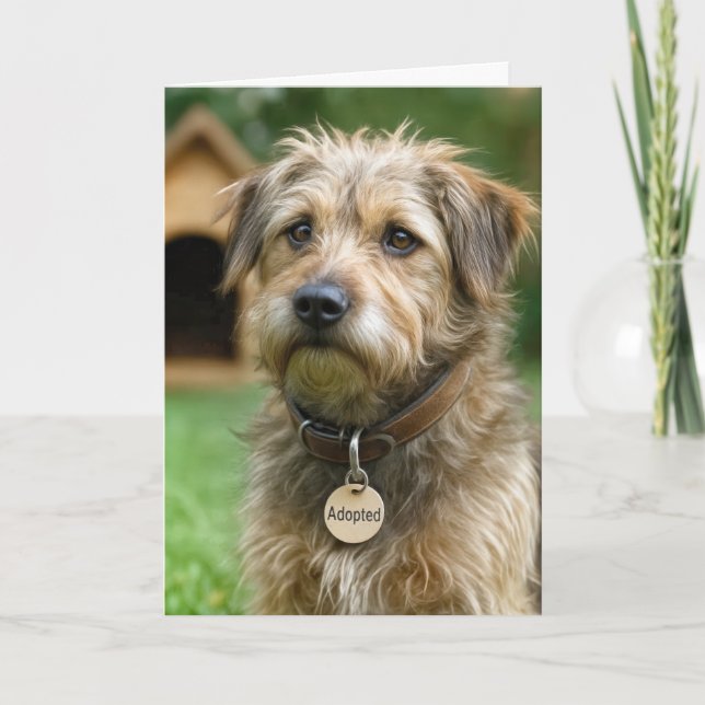 Tarjeta Día de la adopción del perro rescatado (Anverso)