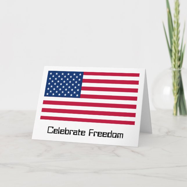 Tarjeta Día de la Bandera de Estados Unidos: Libertad en r (Anverso)