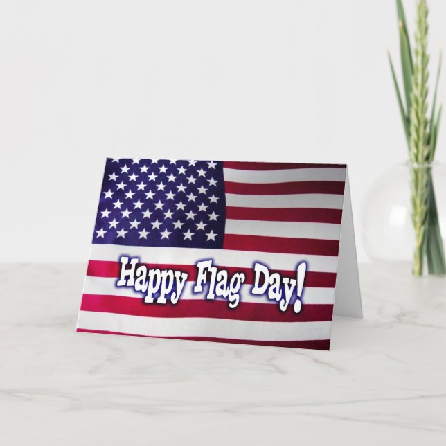 Tarjeta Día de la Bandera Feliz - Bandera Americana (Anverso)