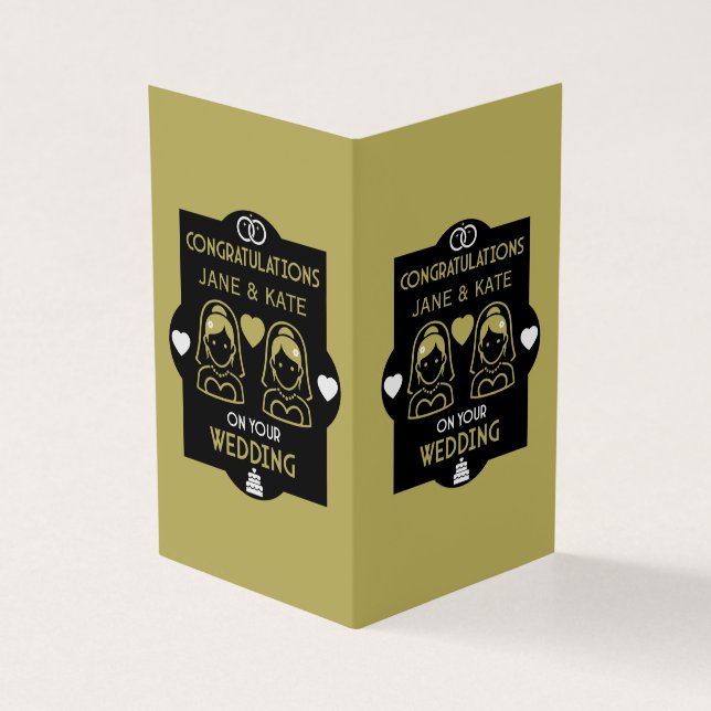 Tarjeta Día de la boda de Chicas homosexuales (Exterior)