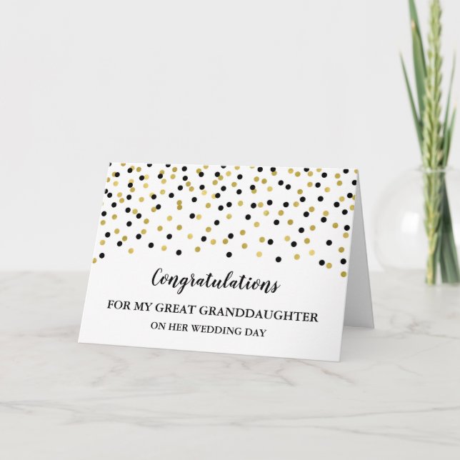 Tarjeta Día de la boda de la Gran Nieta del Oro Negro (Anverso)