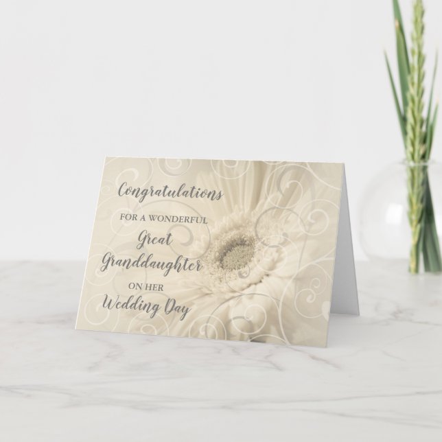 Tarjeta Día de la boda de la Gran Nieta Floral (Anverso)