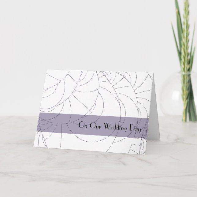 Tarjeta Día de la Boda de Lavanda Geométrica (Anverso)