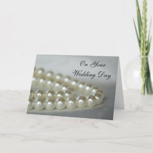 Tarjeta Día de la Boda de Perlas Blancas