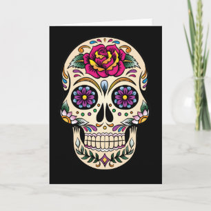 Tarjeta Día de la Calavera Azúcar Muerta con Rosa