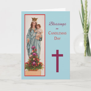 Tarjeta Día de la Candelaria María sosteniendo al Niño Jes
