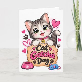 Tarjeta Día de la captura del gato lindo