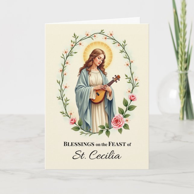Tarjeta Día de la Fiesta de San Cecilia Bendice La Lealtad (Anverso)