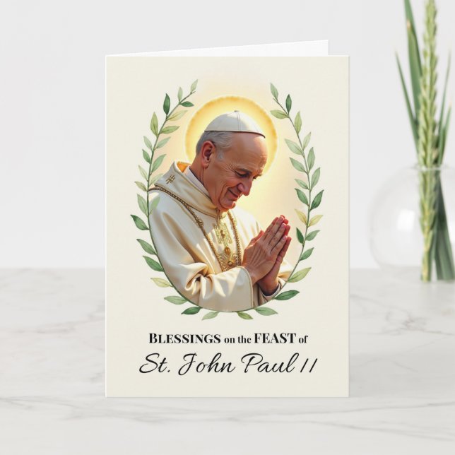 Tarjeta Día de la Fiesta de San Juan Pablo II Bendiciones  (Anverso)