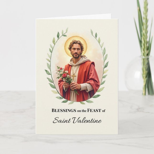 Tarjeta Día de la Fiesta de San Valentín Bendiciones Acuar (Anverso)