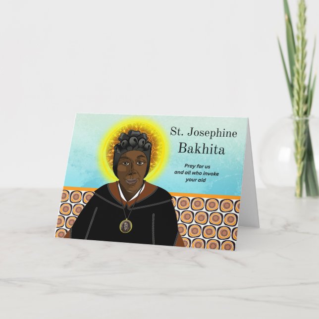 Tarjeta Día de la Fiesta de St Josephine Bakhita 8 de febr (Anverso)