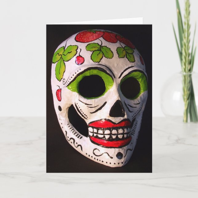 Tarjeta Día de la fresa de la máscara muerta (Anverso)