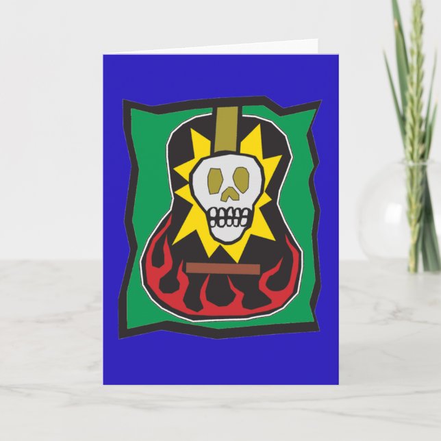 Tarjeta Día de la guitarra muerta Skul w/Green azul (Anverso)