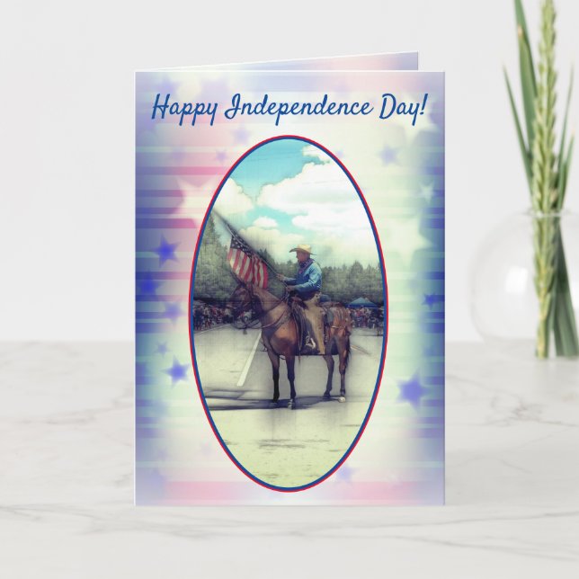 Tarjeta Día de la Independencia de EE. UU. Jinete de cabal (Anverso)