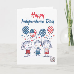 Tarjeta Día de la Independencia de EE. UU. - Niños Lindos