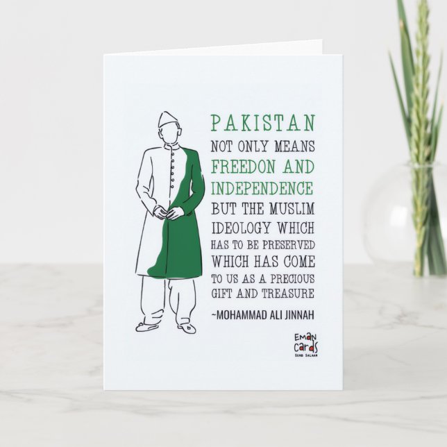 Tarjeta Día de la Independencia de Pak - Quaid (Anverso)