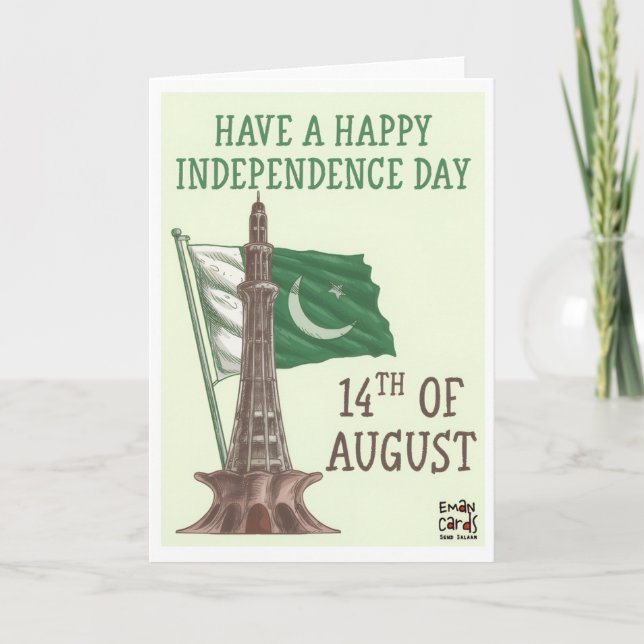 Tarjeta Día de la Independencia de Pakistán - Simple (Anverso)