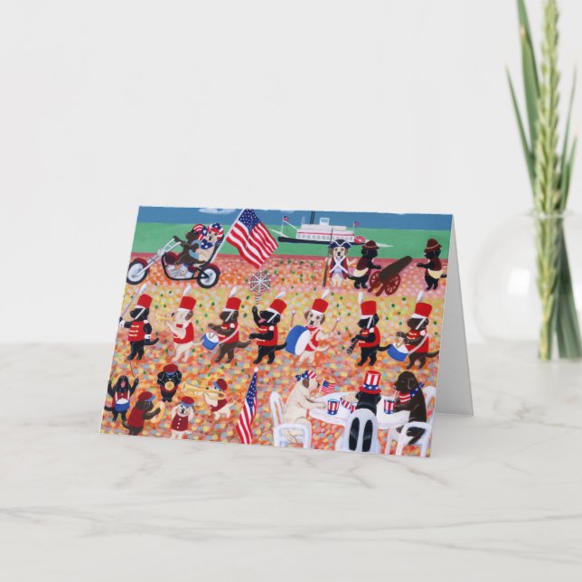 Tarjeta Día de la Independencia Labradors (Anverso)