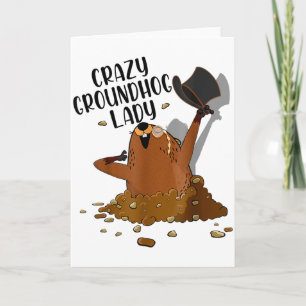 Tarjeta Día de la loca señora de la marmota 2 de febrero C
