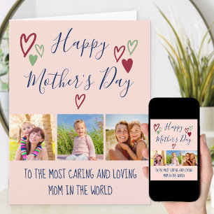 Tarjeta Día de la Madre 3 Foto Tipografía Corazones Capric