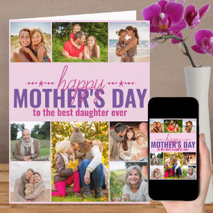 Tarjeta Día de la Madre 8 Collage de fotos Rosa personaliz