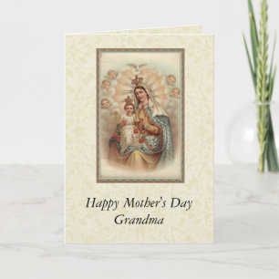 Tarjeta Día de la Madre Abuela Virgen María Niño Jesús