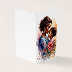 Tarjeta Día de la madre: acuarela africana, arte de amor